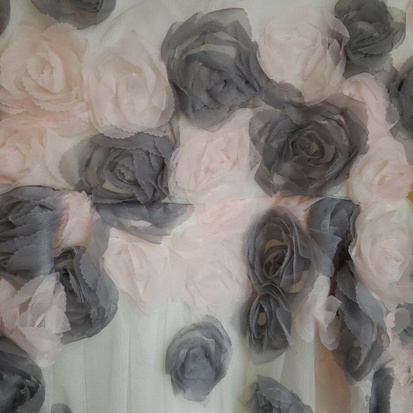 NANETTE LEPORE 10 - OFF WHITE PINK GRAY ROSETTES - Picture 2 of 6
